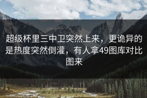 超级杯里三中卫突然上来，更诡异的是热度突然倒灌，有人拿49图库对比图来