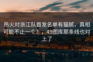 热火对浙江队首发名单有猫腻，真相可能不止一个？，49图库那条线也对上了