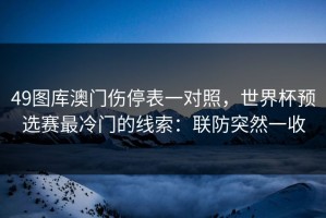 49图库澳门伤停表一对照，世界杯预选赛最冷门的线索：联防突然一收