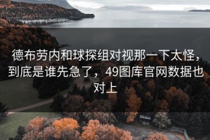 德布劳内和球探组对视那一下太怪，到底是谁先急了，49图库官网数据也对上