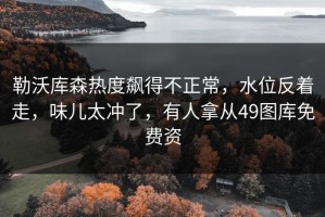 勒沃库森热度飙得不正常，水位反着走，味儿太冲了，有人拿从49图库免费资