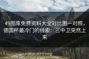 49图库免费资料大全对比图一对照，德国杯最冷门的线索：三中卫突然上来